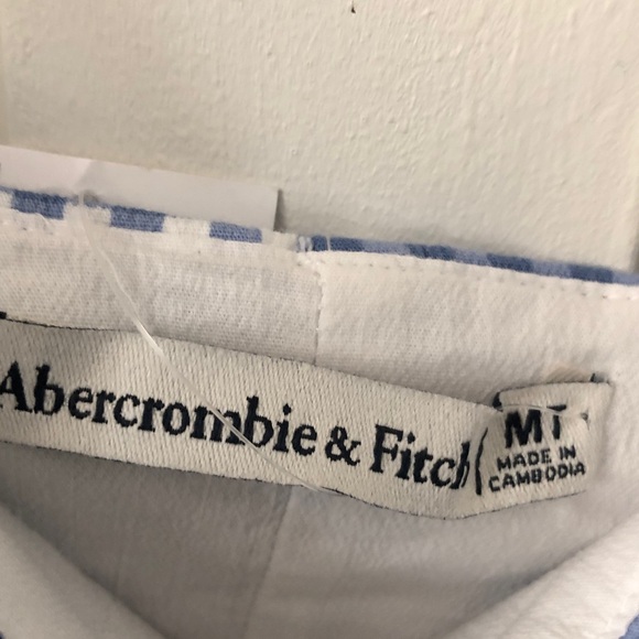 Abercrombie & Fitch Blue Gingham Midi Mila Bubble Hem Dress size MT NWT - Picture 6 of 6